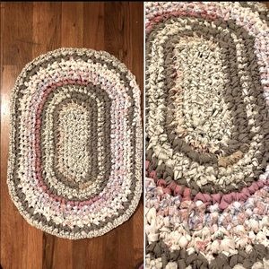 Beige Oval Crochet Rug